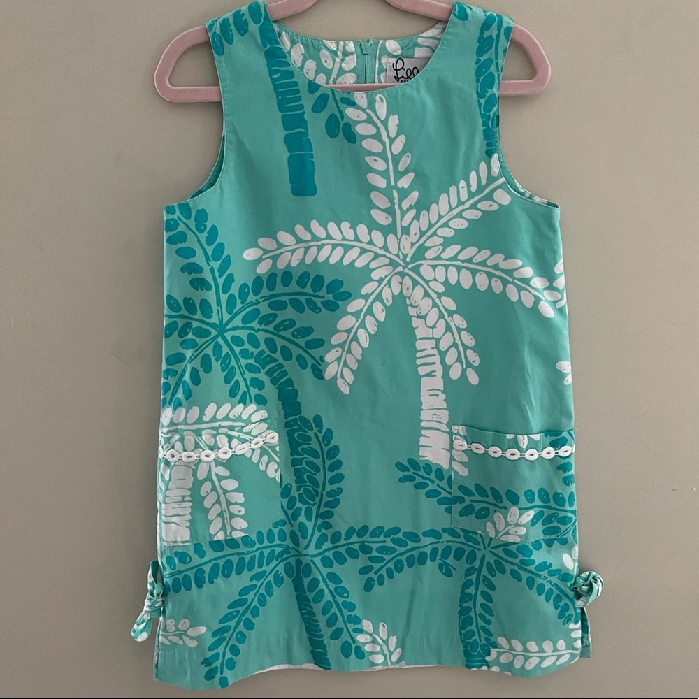 Lilly Pulitzer Girls Turquoise Palm Tree Shift Dress Sz 8